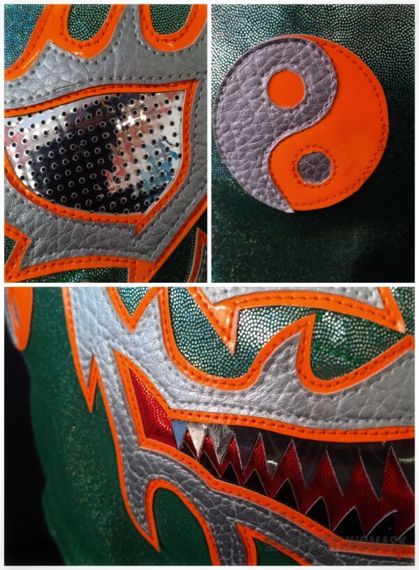 CombatWear Dragon Lee Green Flame Demon Edition Wrestling Mask - Image 3