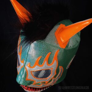 CombatWear Dragon Lee Green Flame Demon Edition Wrestling Mask